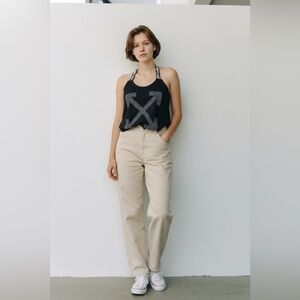 #335 Off-White Black Tank Top with Iconic Arrow Design